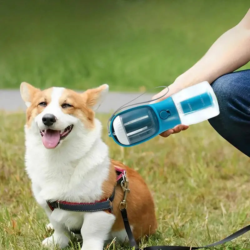 3 -in-1 Dog Water Bottle & Feeder – For Travel & Walks™