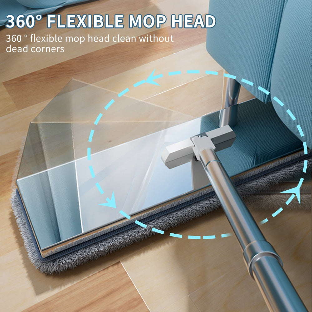 Separates Dirty Water Mop, Flat Mop And Bucket For Home With Extra Refills, Stainless Steel Mop And Bucket With Wringer