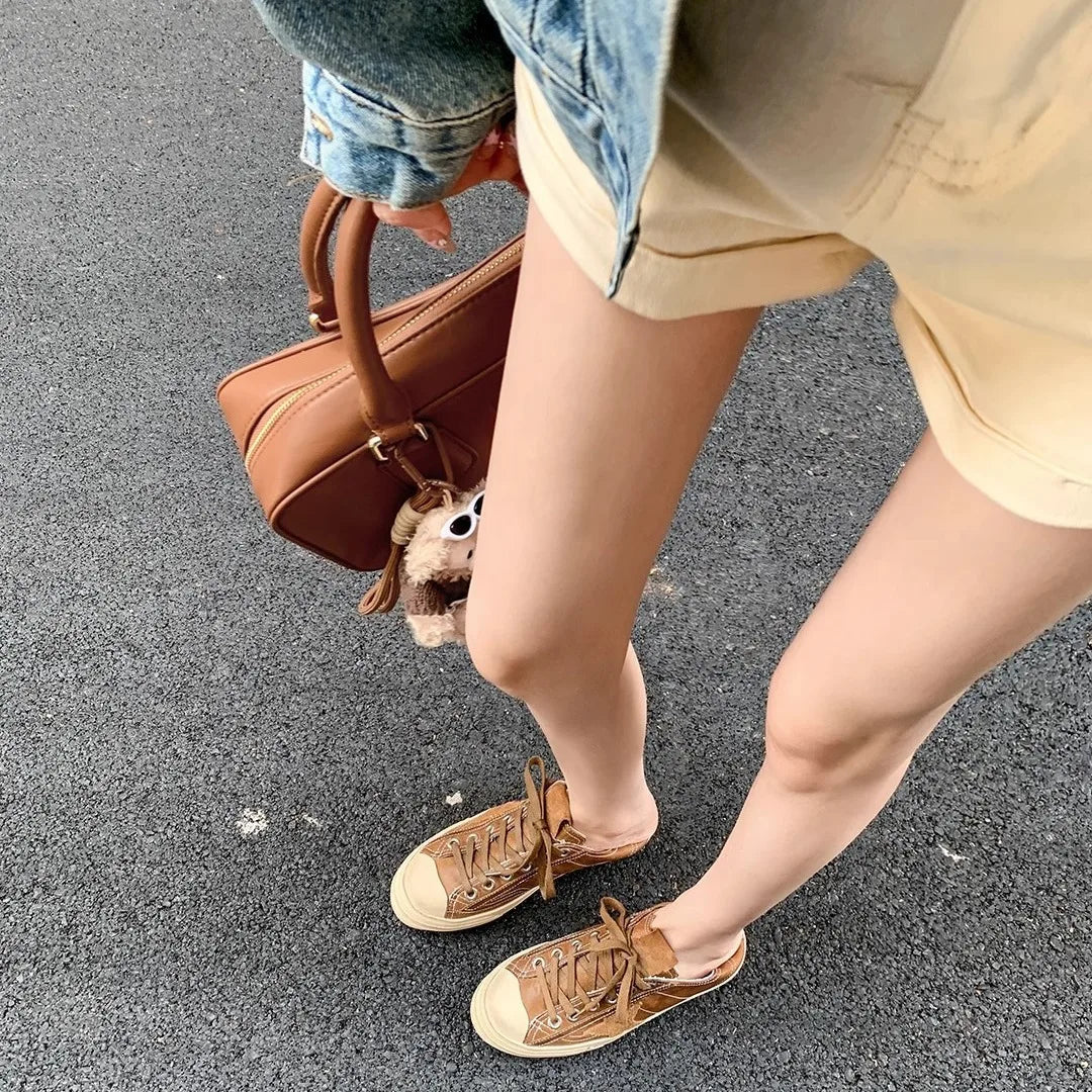 2025 Washed horse leather, old stars, casual inner height increase, small dirty shoes, women's board shoes