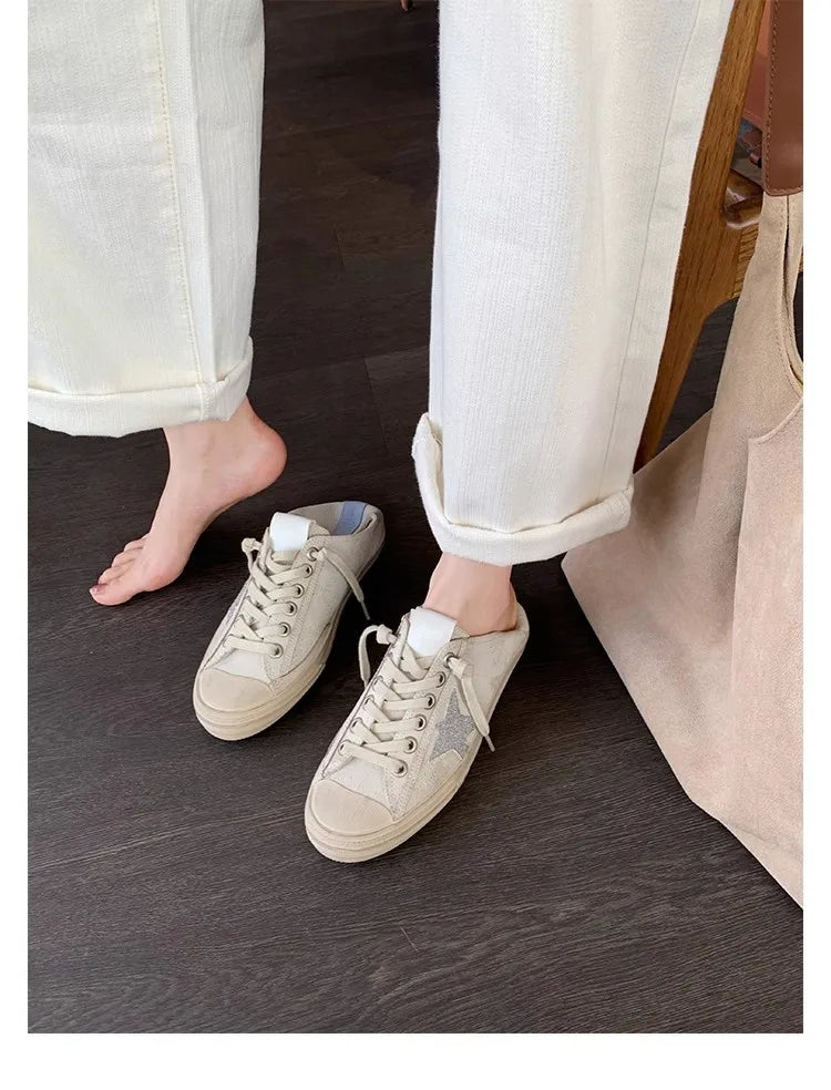 2025 Washed horse leather, old stars, casual inner height increase, small dirty shoes, women's board shoes