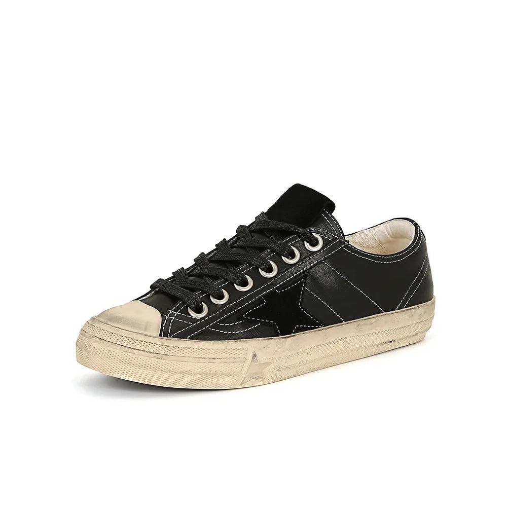 2025 Washed horse leather, old stars, casual inner height increase, small dirty shoes, women's board shoes