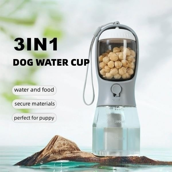 3 -in-1 Dog Water Bottle & Feeder – For Travel & Walks™