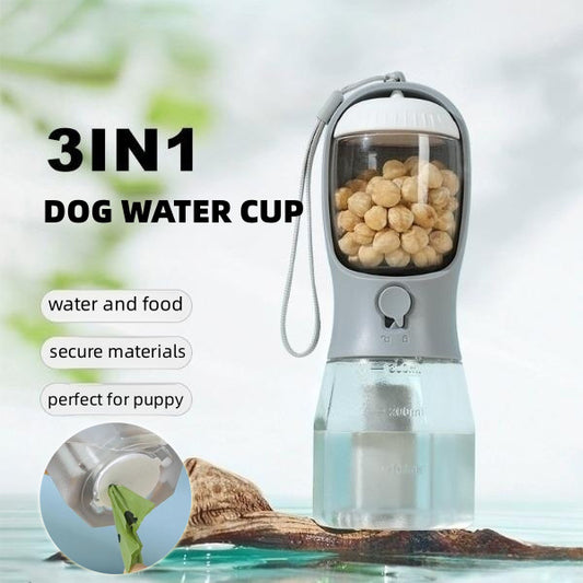 3 -in-1 Dog Water Bottle & Feeder – For Travel & Walks™
