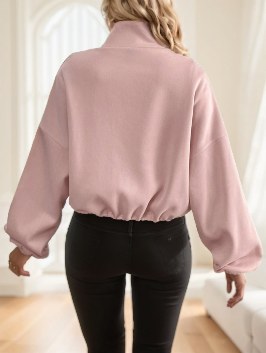 Women's Zip-Up Drawstring Long Sleeve Casual Hooded Sweatshirt Jacket