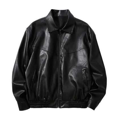 American Black Leather Coat Coat Men's And Women's Same Retro
