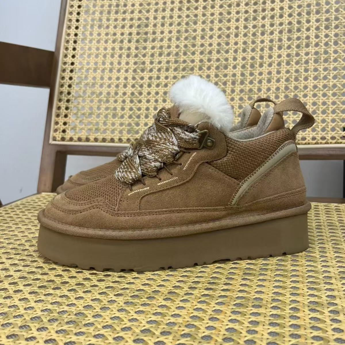 Sneaker Women Lowmel Leather Snow Fleece-lined Winter Warm Thick Cotton Shoes