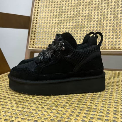 Sneaker Women Lowmel Leather Snow Fleece-lined Winter Warm Thick Cotton Shoes