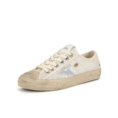 2025 Washed horse leather, old stars, casual inner height increase, small dirty shoes, women's board shoes
