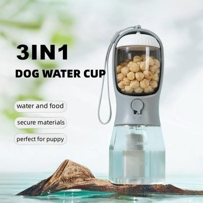 3 -in-1 Dog Water Bottle & Feeder – For Travel & Walks™
