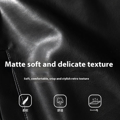 American Black Leather Coat Coat Men's And Women's Same Retro