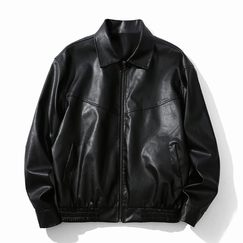 American Black Leather Coat Coat Men's And Women's Same Retro