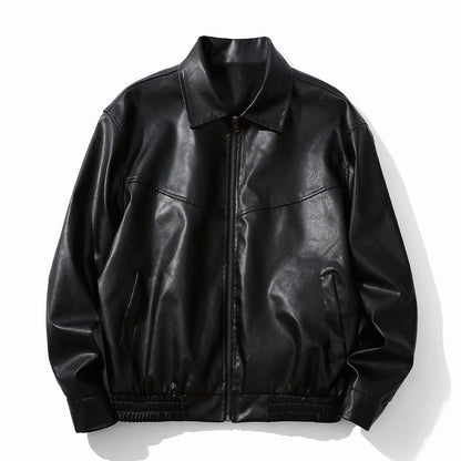 American Black Leather Coat Coat Men's And Women's Same Retro