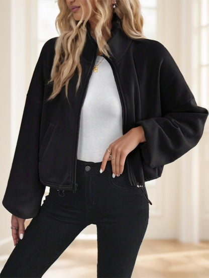 Women's Zip-Up Drawstring Long Sleeve Casual Hooded Sweatshirt Jacket